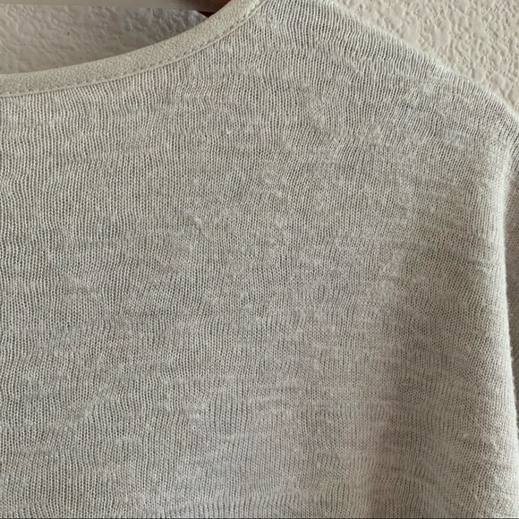 Sanctuary Knit Mixed Media Sweater V Neck Front Cut Neutral Minimalist Medium - Picture 12 of 12
